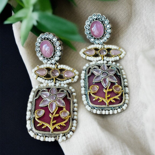 Dual Tone MOP Rasha Earrings