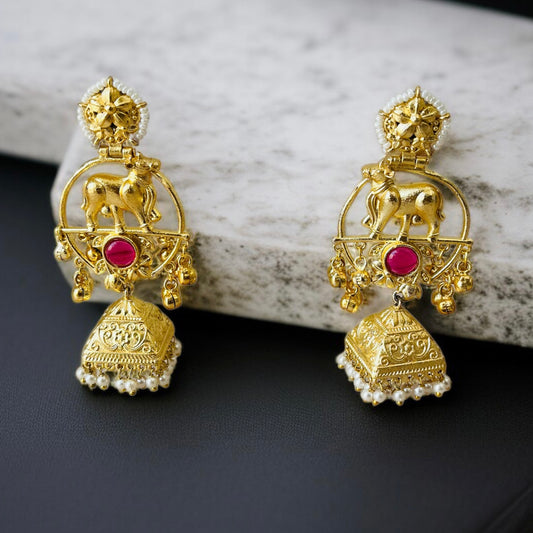 Nandi Gold Brass Earrings