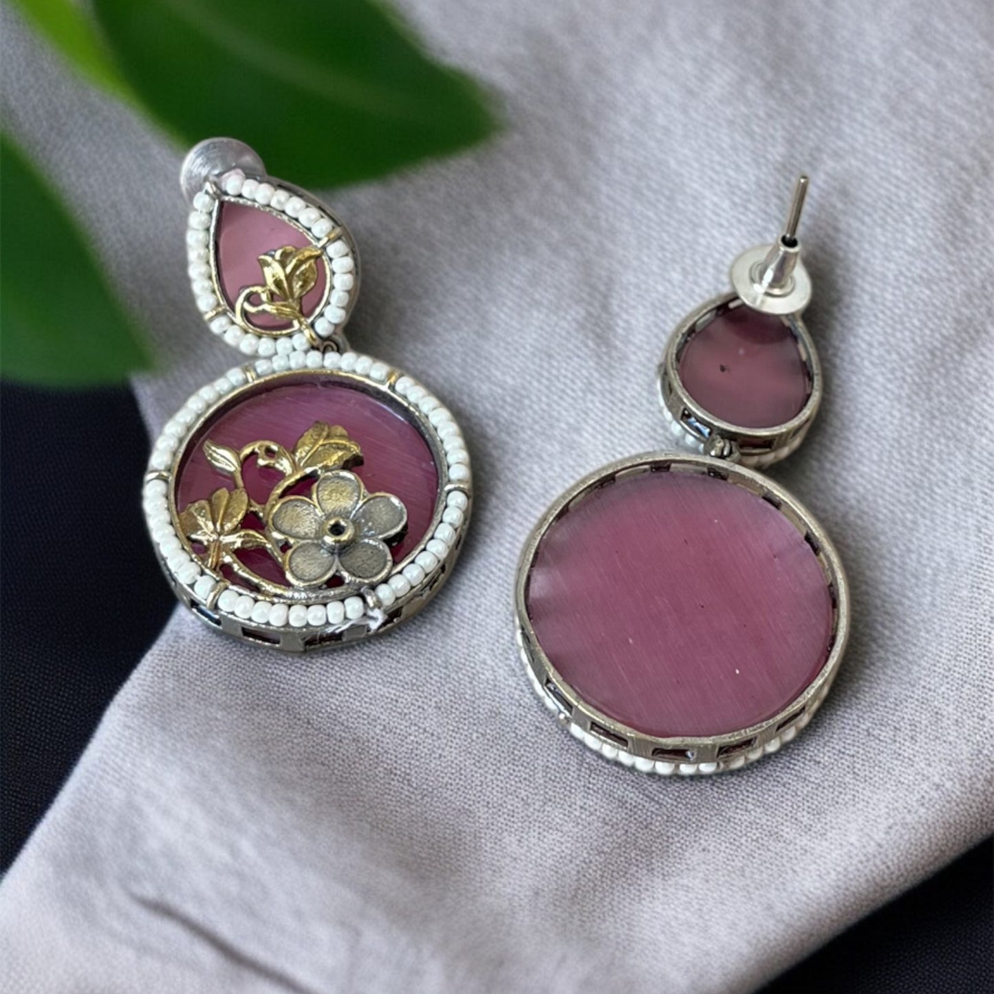 MOP Flower Dual Tone Earrings