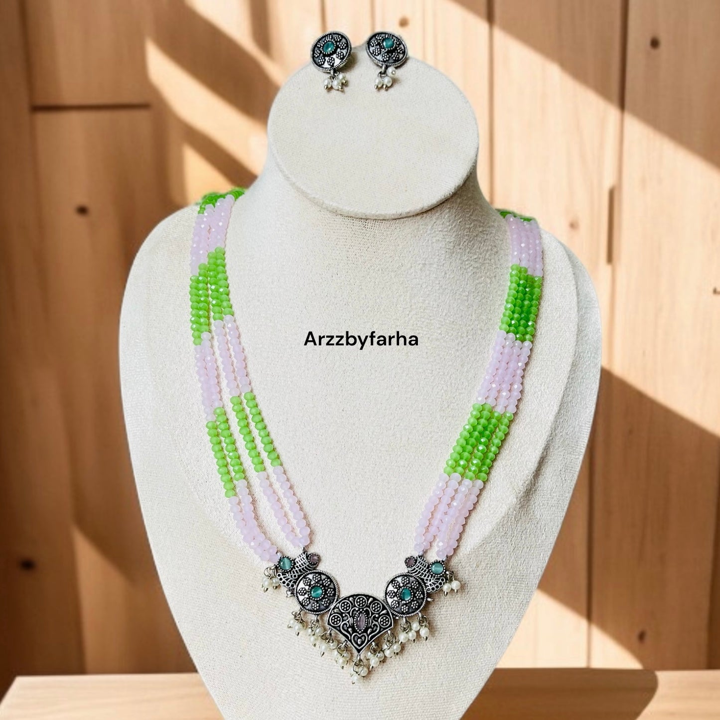 Mint & Pink Beads Necklace Set