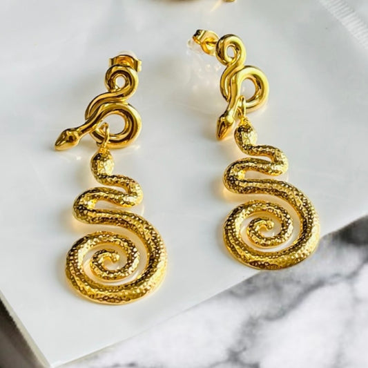 Luxe 18k Gold Plated Snake Earrings