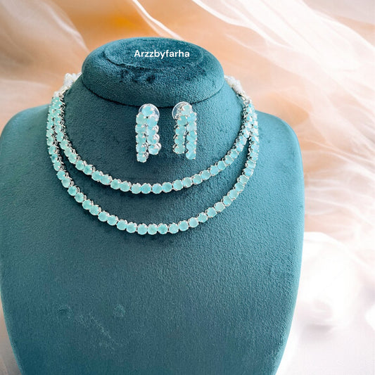 Mint Double Layered Necklace Set