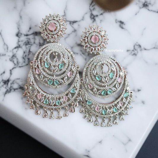 Pink & Mint Zircon Necklace Set