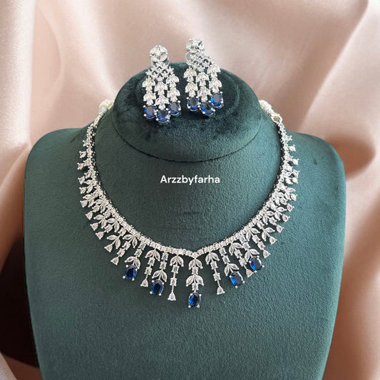 Hania Inspired Blue Zircon Necklace Set