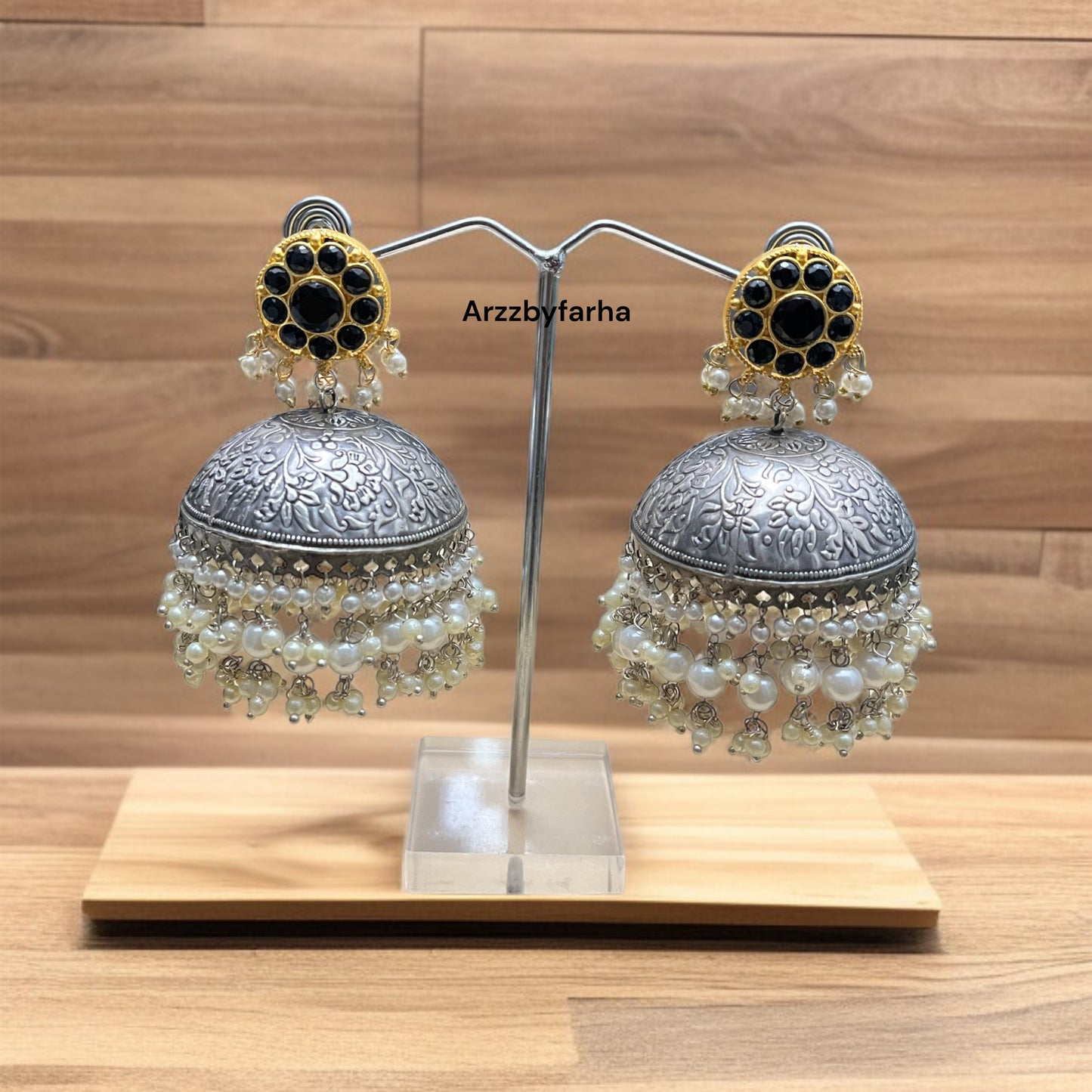 Dual Tone Black Jhumkas Earring
