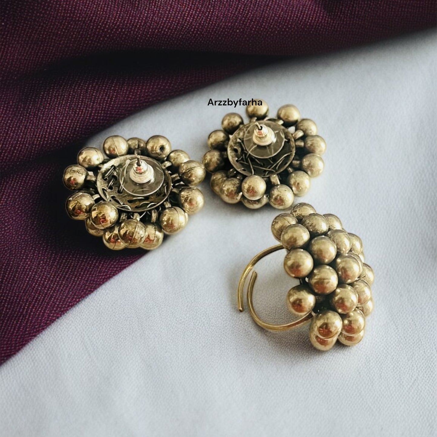 Ghungroo Studs & Finger Ring Combo