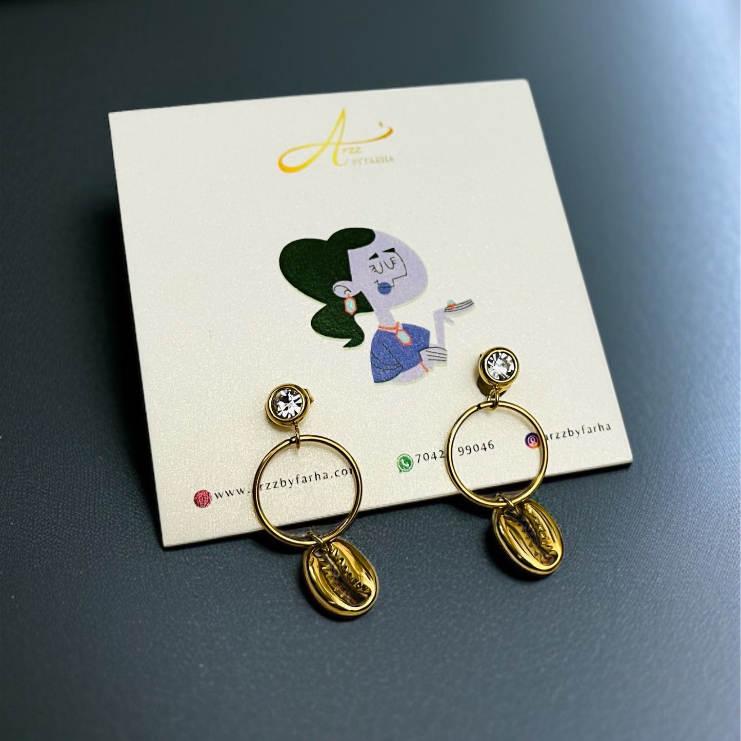 Gold Cowrie Drop Earrings