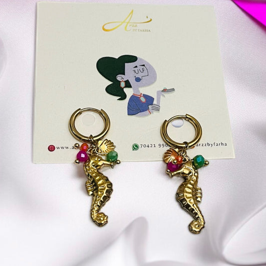 Seahorse Gold Drop Earrings