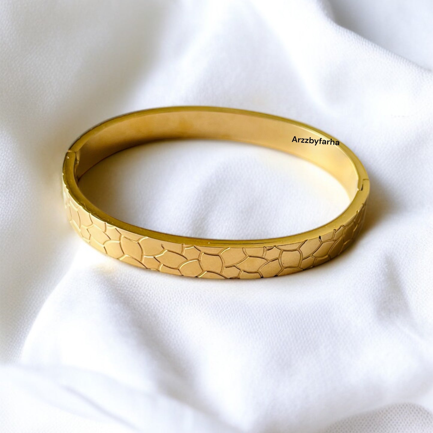 Gold Carved Bangle Bracelet