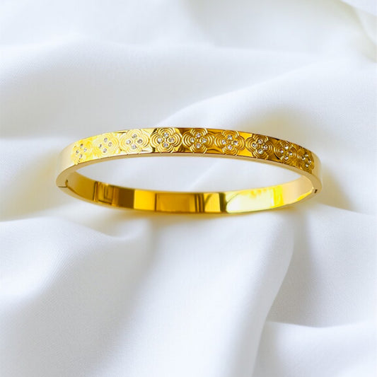 Gold Zircon Studded Bangle Bracelet