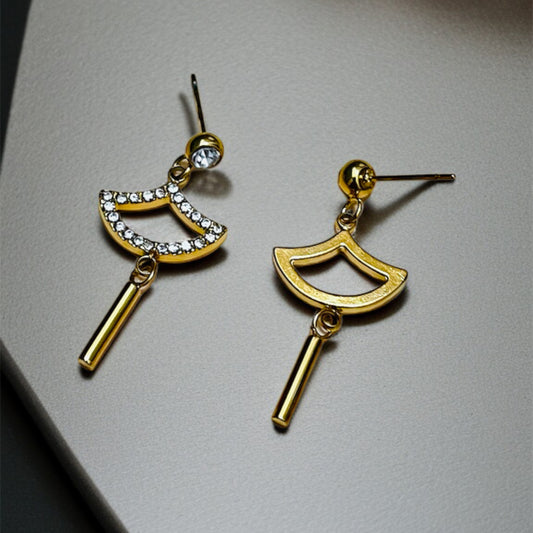 AD Studded Gold Drop Earring