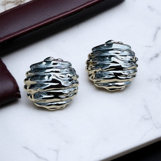 Silver Textured Studs Earring