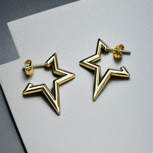 Anti Tarnish Star Gold Earrings