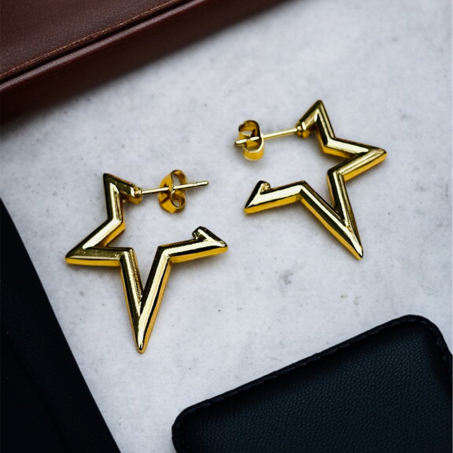 Anti Tarnish Star Gold Earrings