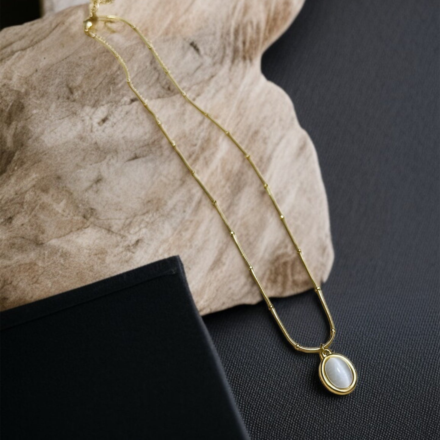 Milky White Stone Pendant Necklace