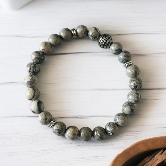 Grey Beads Men's Bracelet