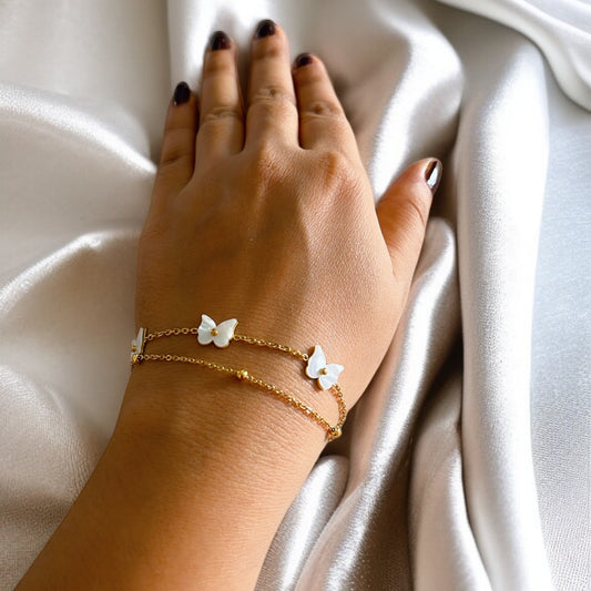 White Butterfly Chain Bracelet