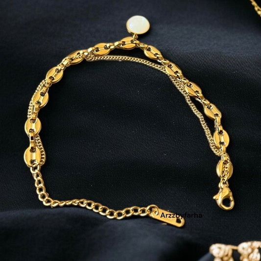 White Stone Gold Chain Bracelet
