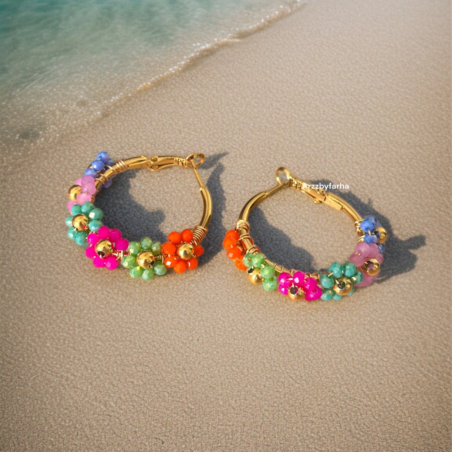 Multicolor Flower Hoop Earrings