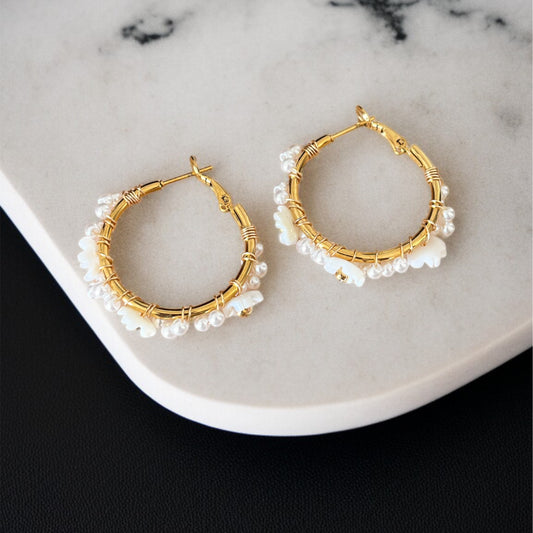 Off White Hoop Earrings