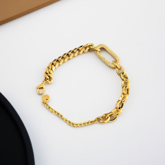 Gold AD Studded Chain Bracelet
