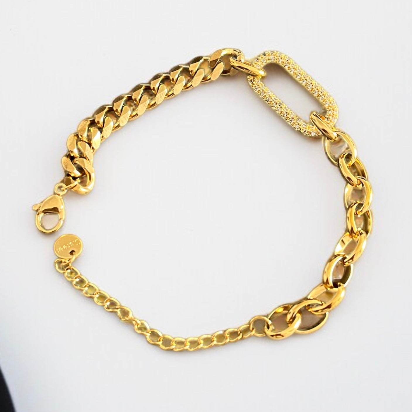 Gold AD Studded Chain Bracelet