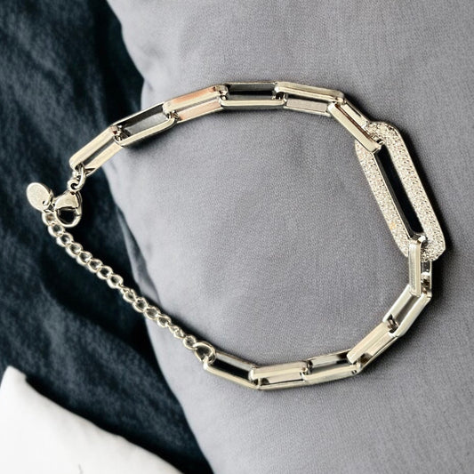 Silver AD Studded Chain Bracelet
