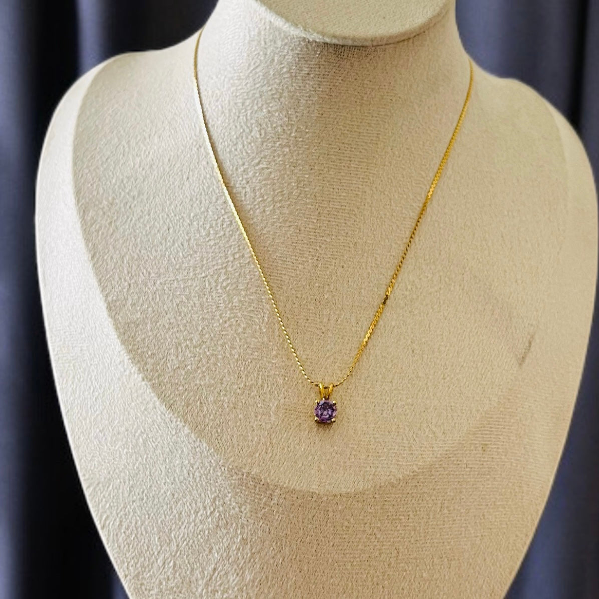 Purple Stone Chain Pendant Necklace