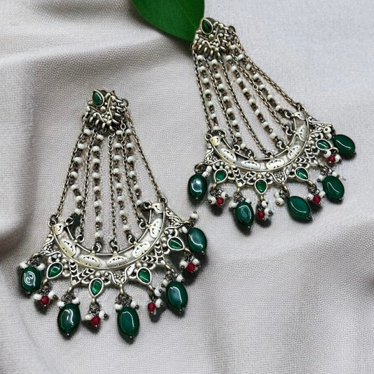 Green Beads Pasa Style Earrings