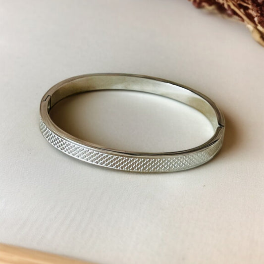 Silver AD Studded Bangle Bracelet
