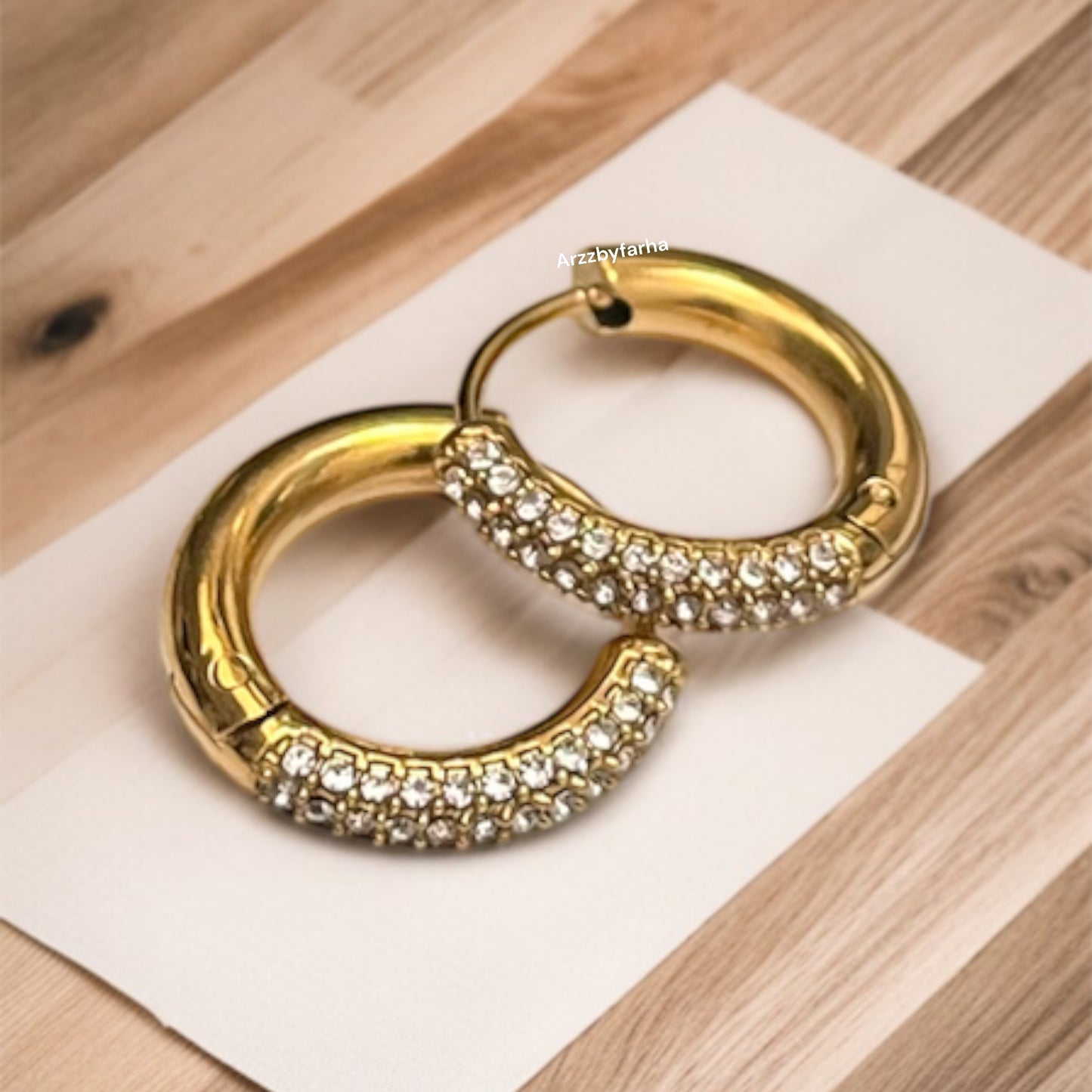 18k Gold AD Studded Small Hoop Earrings