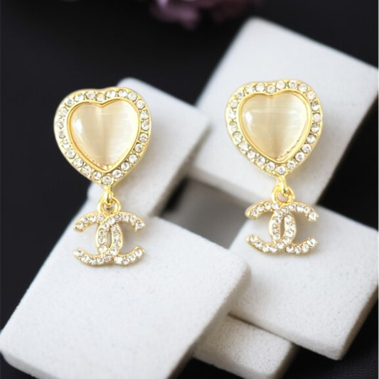 Brand Inspired Heart Drop Earring
