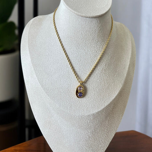 Pink & Purple Stone Pendant Necklace
