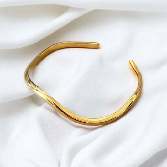 18k Gold PVD Wave Cuff Bracelet