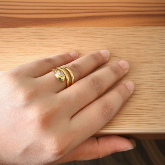 18K Gold Snake Coil Ring