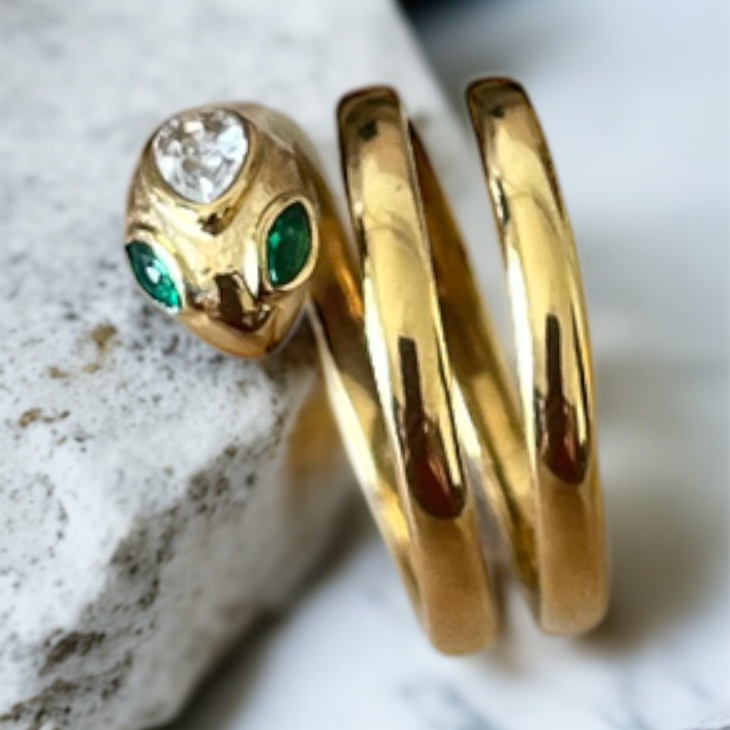 18K Gold Snake Coil Ring