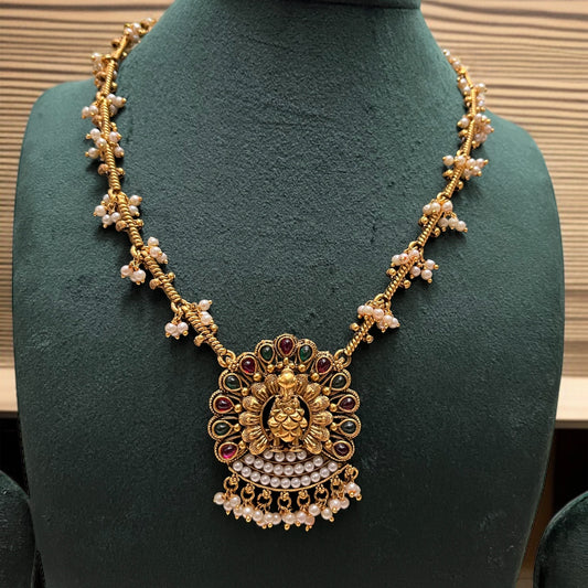 Matte Gold Temple Necklace Set