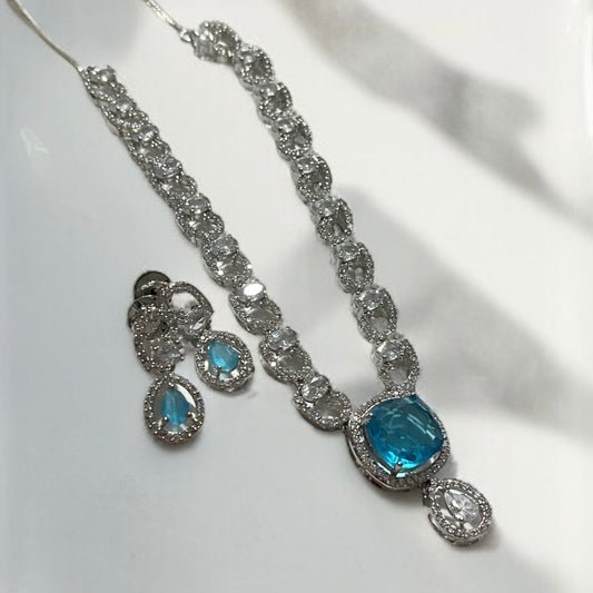 Blue AD Necklace Set