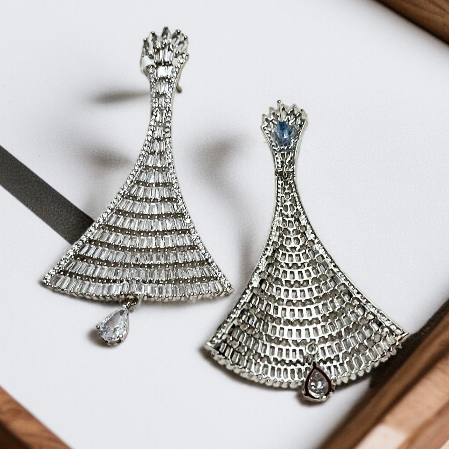 Silver Polish CZ AD Earring