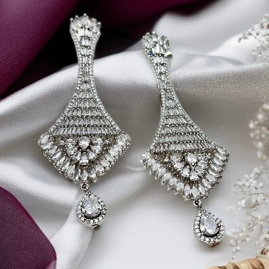 Silver Polish CZ AD Earring