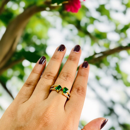 Green Stone AD Studded Ring