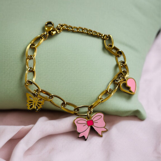 Pink Charm Chain Bracelet