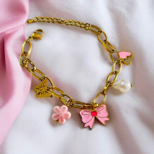 Pink Charm Chain Bracelet