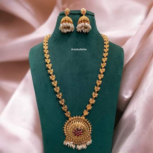 Gold Plated Long Necklace Set