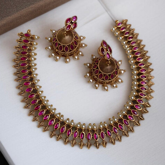 Gold & Pearl Necklace Set