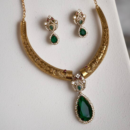Emerald Green Hasli Necklace Set