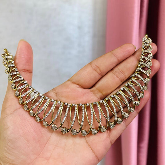 Designer Gold AD Studded Necklace Set