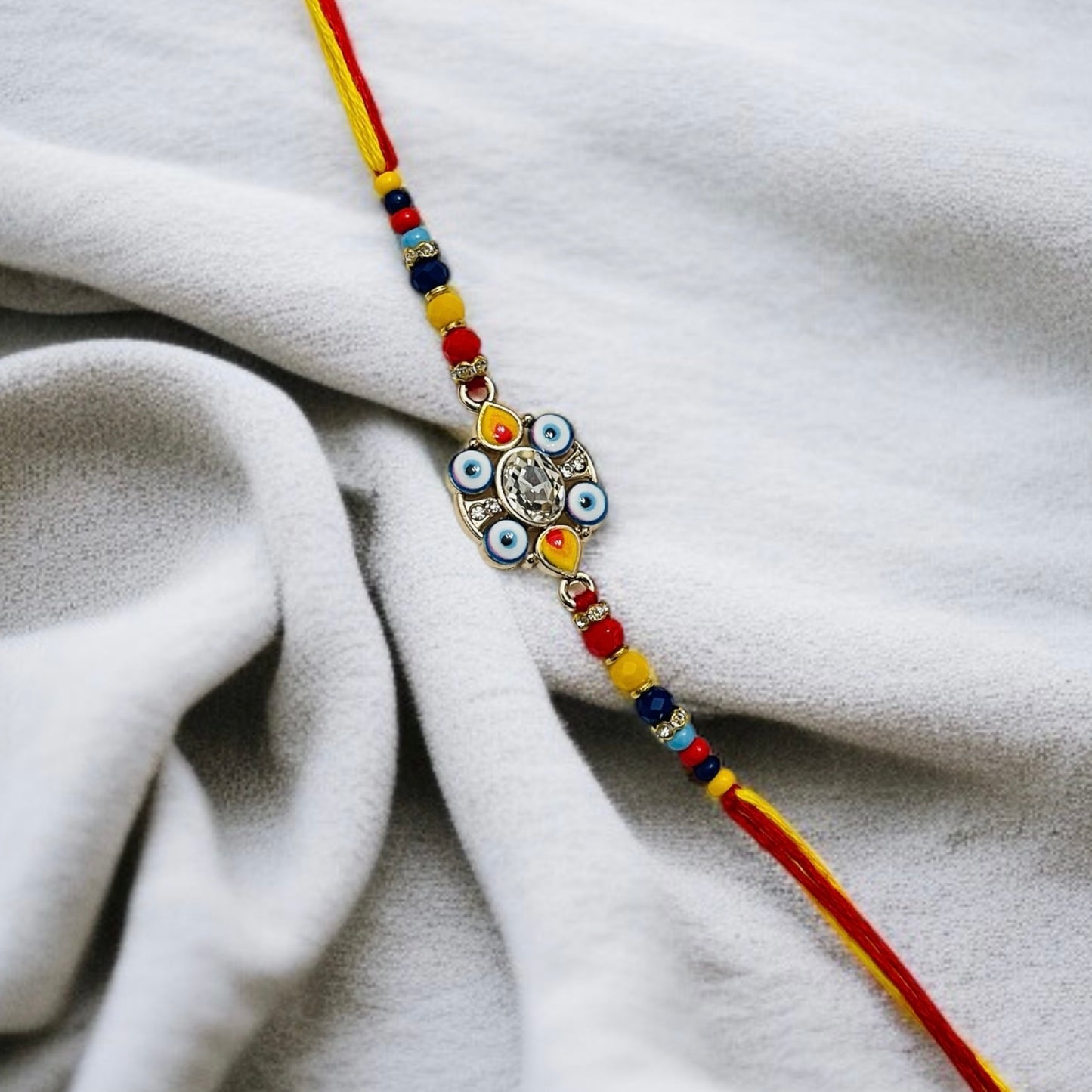 Evil Eye CZ Stone Thread Rakhi