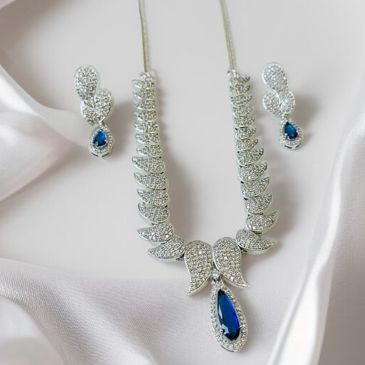 Sapphire Blue AD Necklace Set