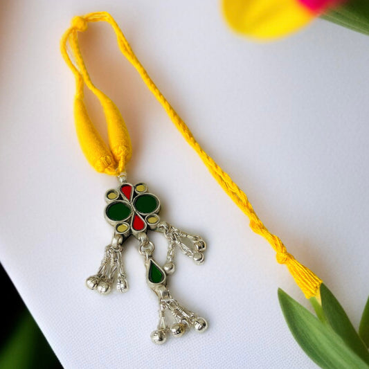 Silver Oxidised Thread Necklace Set